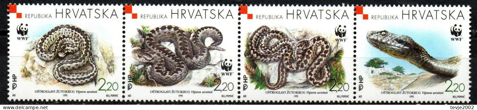 Kroatien 1999 - Mi.Nr. 500 - 503 - Postfrisch MNH - Tiere Animals Schlangen Snakes WWF - Snakes