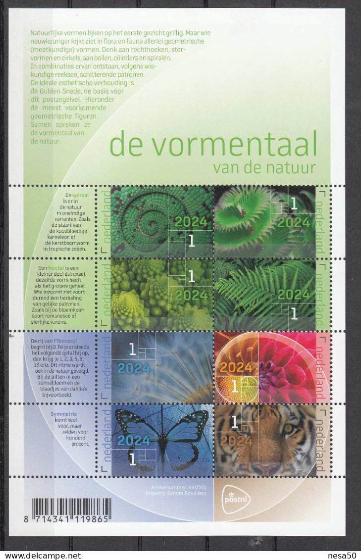 Nederland 2024 Nvph Nr ??, Michel Nr ??; De Vormentaal Van De Natuur, Kameleon, Bloemkool, Varens,  Tijger, Tigre - Unused Stamps