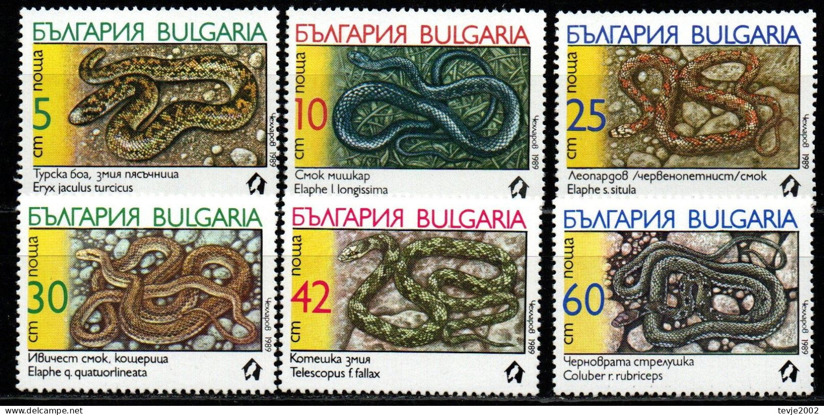 Bulgarien 1989 - Mi.Nr. 3784 - 3789 - Postfrisch MNH - Tiere Animals Schlangen Snakes WWF - Serpents