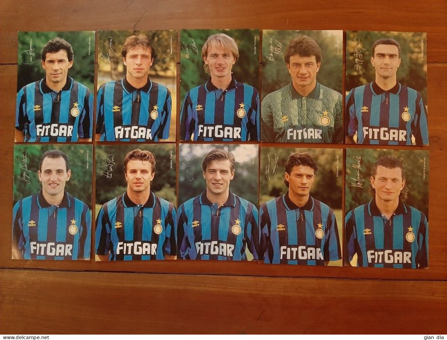 INTERNAZIONALE CALCIO.Lotto 10 Foto Cartoline Calciatori Internazionale F.C.91/92 . - Sonstige & Ohne Zuordnung