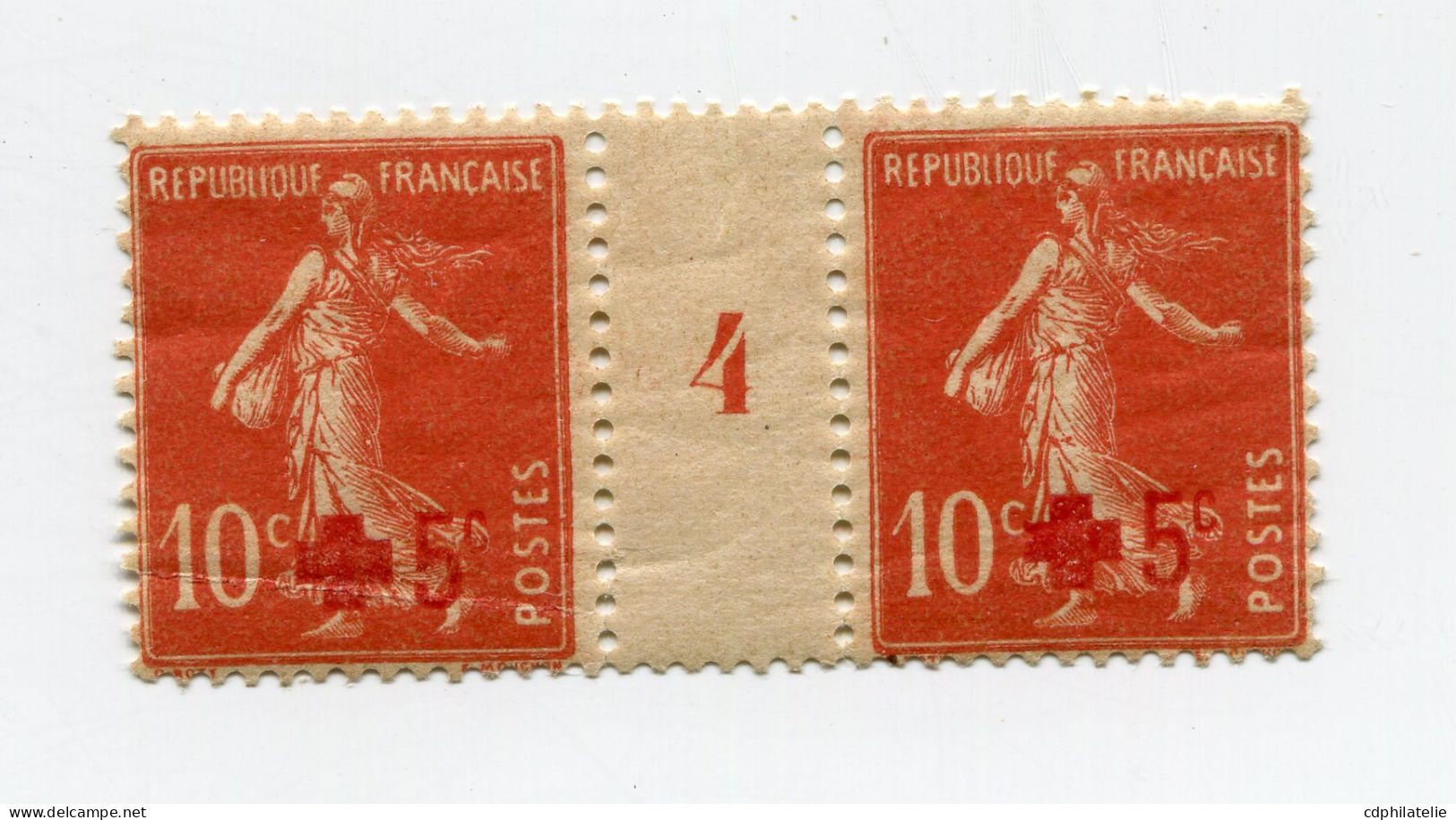 FRANCE N°146 ** TYPE SEMEUSE SURCHARGEE CROIX-ROUGE EN PAIRE AVEC MILLESIME 4 ( 1914 ) - Millesimes