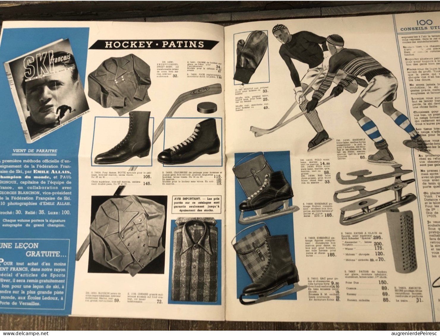 Catalogue Sports d’hiver au bon marché avec Émile Allais 1937