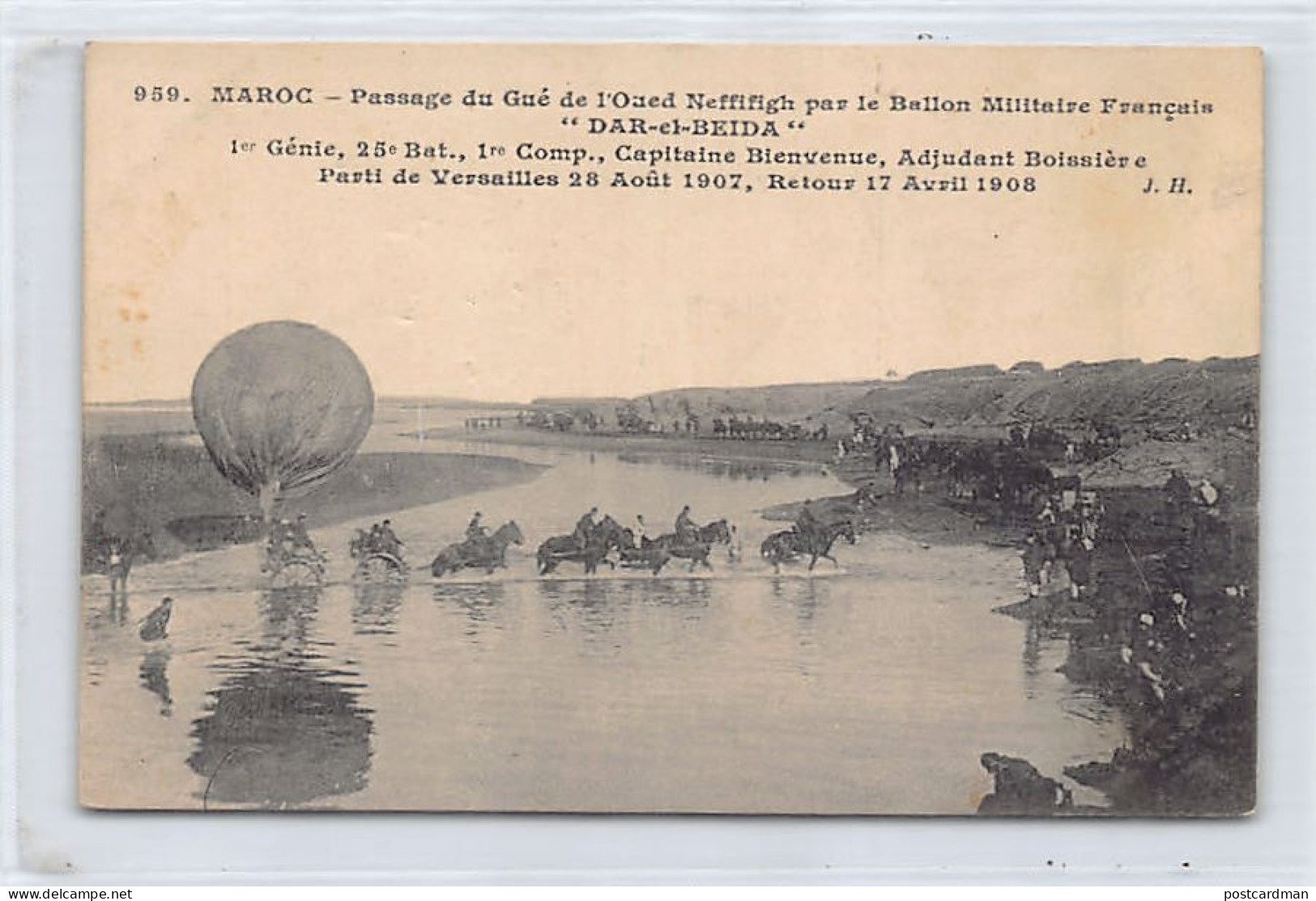 Maroc - Passage Du Gué De L'Oued Neffifigh Par Le Ballon Militaire Dar El Beïda - Ed. J.H. 959 - Other & Unclassified