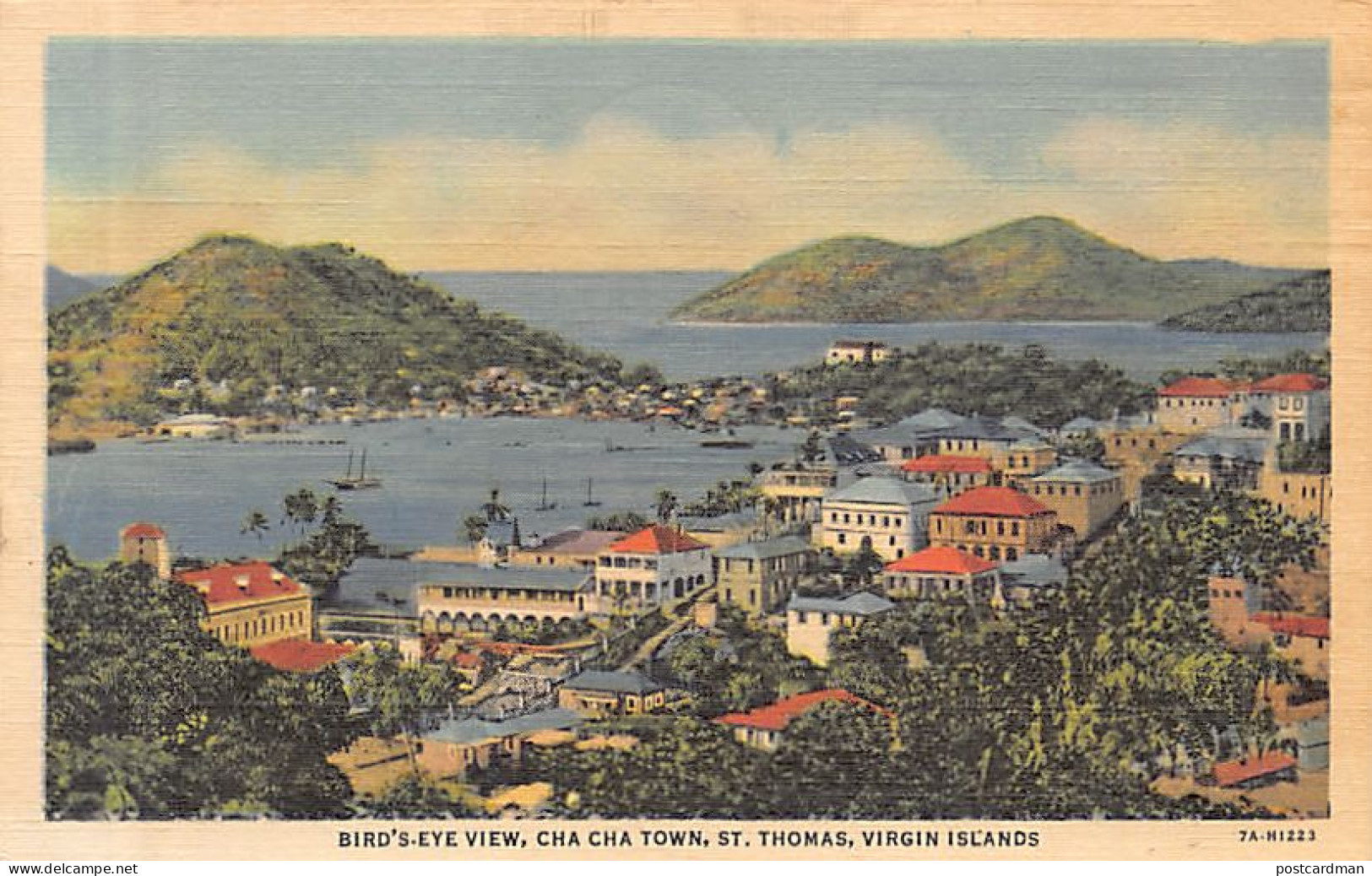U.S. Virgin Islands - ST. THOMAS - Bird's Eye View, Cha Cha Town - Publ. The Art Shop  - Jungferninseln, Amerik.