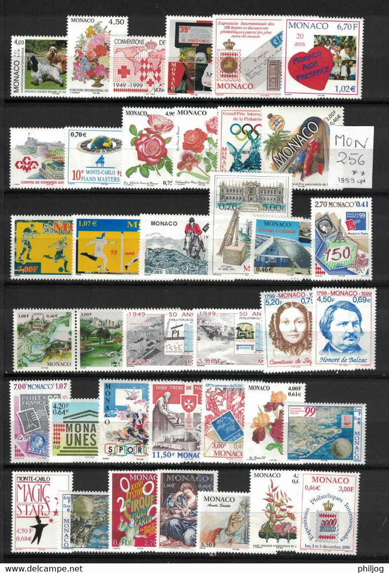 Monaco - Année 1999 Complète - Neuve SANS Charnière - 44 Timbres Du 2186 à 2229 Avec F2190 - MNH Year 1999 - Années Complètes