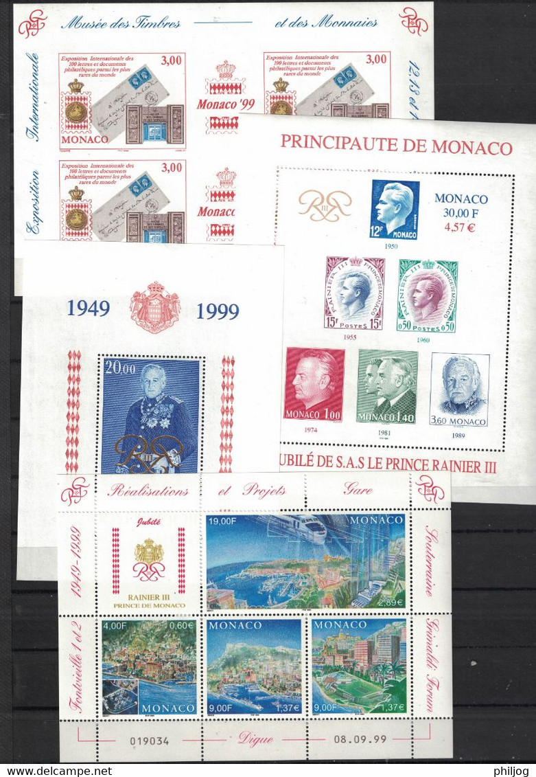 Monaco - Année 1999 Complète - Neuve SANS Charnière - 44 Timbres Du 2186 à 2229 Avec F2190 - MNH Year 1999 - Annate Complete