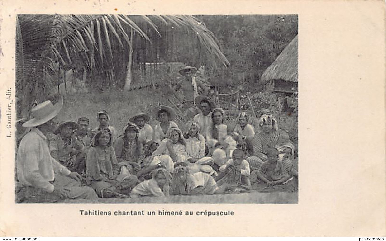 Polynésie - Tahitiens Chantant Un Himené Au Crépuscule - Ed. L. Gauthier. - Polynésie Française
