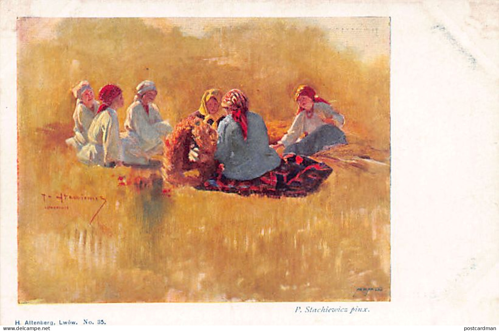 Ukraine - Ukrainian Peasants, Painting By P. Stachiewicz - Publ. H. Altenberg In Lviv 35 - Ukraine