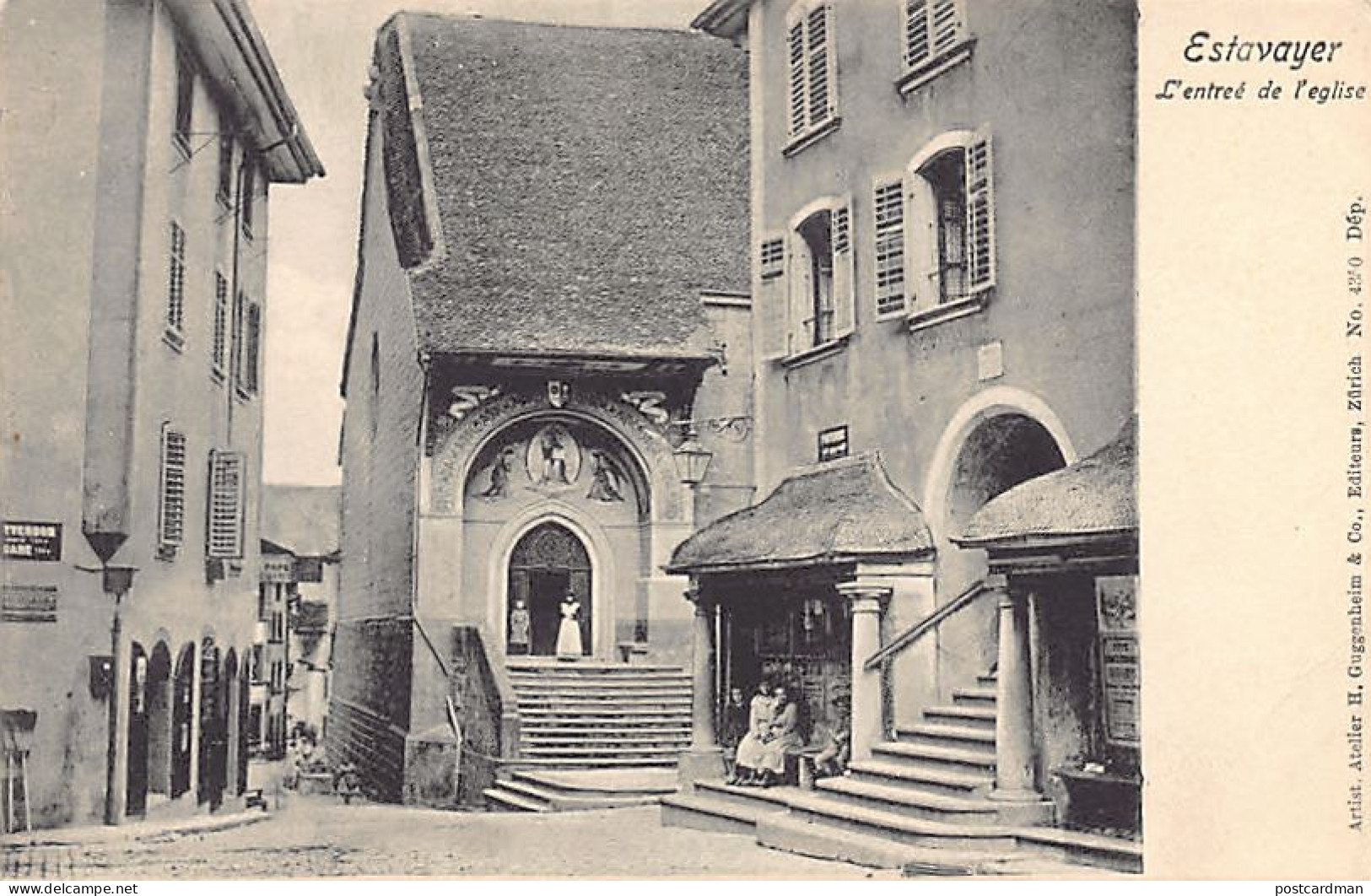ESTAVAYER (FR) L'entrée De L'église - Ed. H. Guggenheim 4350 - Fribourg