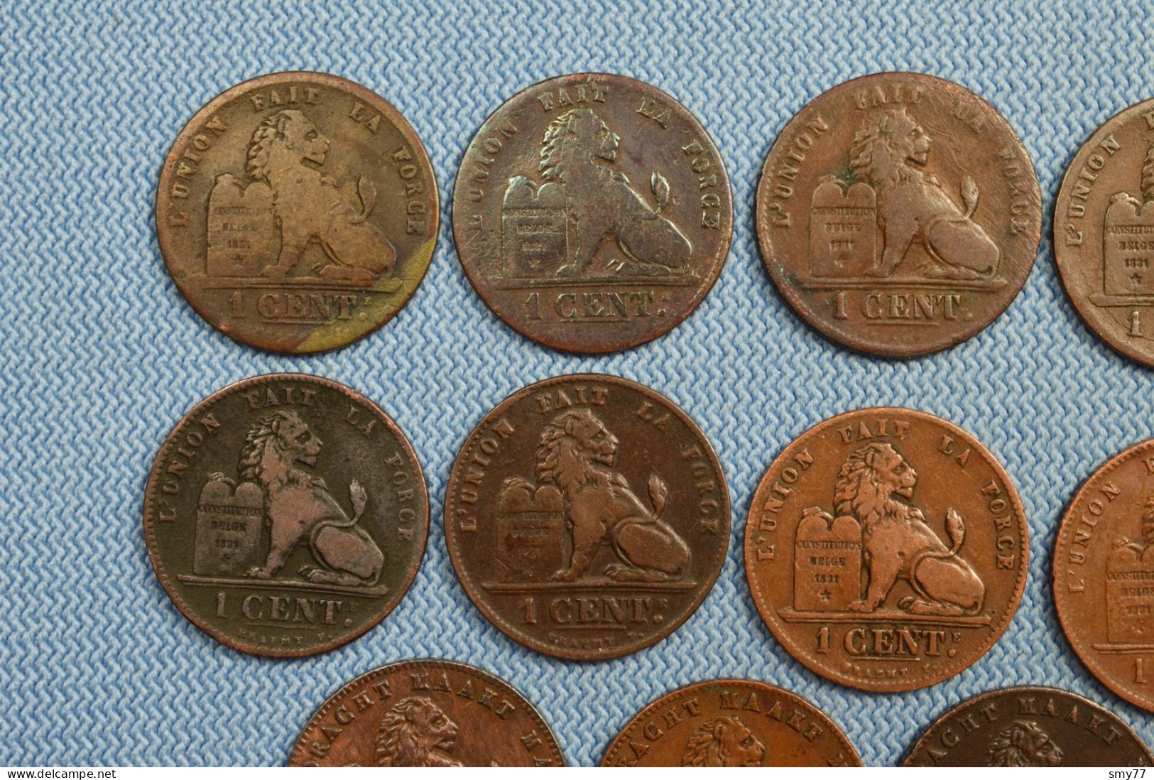 Belgique / Belgium • 17x  • 1 centime • ≥ 1845 • All different • some scarcer dates, overdates or high grades • [24-622]