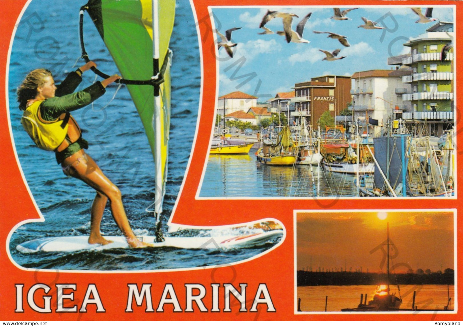 CARTOLINA  C8 IGEA MARINA,RIMINI,EMILIA ROMAGNA-SPIAGGIA,MARE,ESTATE,VACANZA,BARCHE A VELA,BELLA ITALIA,VIAGGIATA 1985 - Frosinone