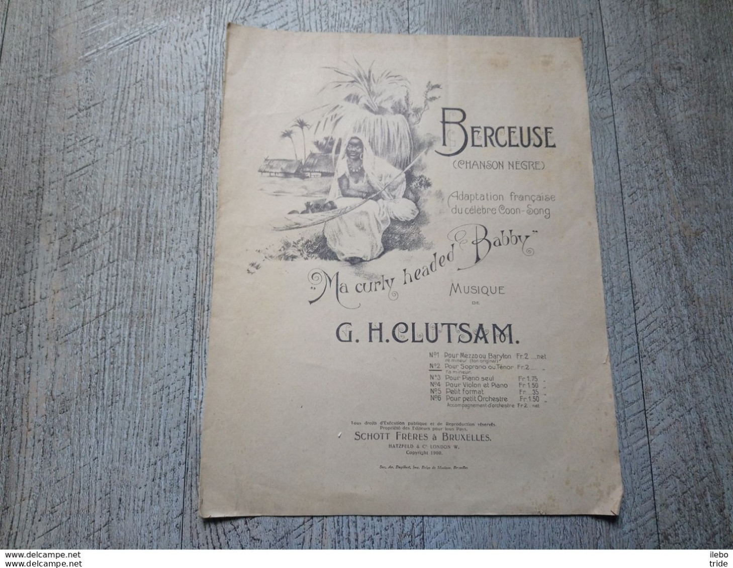 Berceuse Chanson Nègre Ma Curly Headed Babby Partition Ancienne Musique De Clutsam 1900 - Partituren