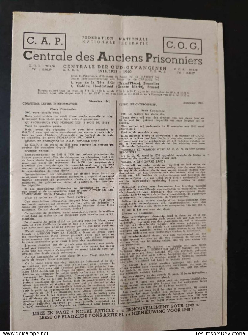 Lot De 2 Revues - Centrale Des Anciens Prisonniers - Fédération Nationale - Other & Unclassified