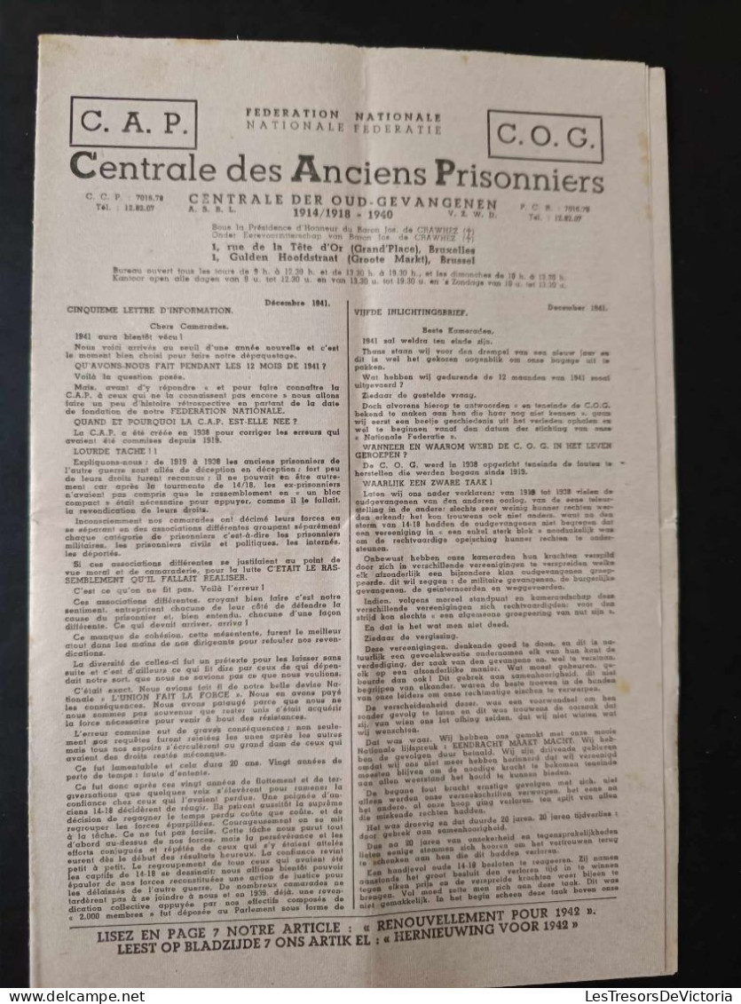 Lot De 2 Revues - Centrale Des Anciens Prisonniers - Fédération Nationale - Altri & Non Classificati