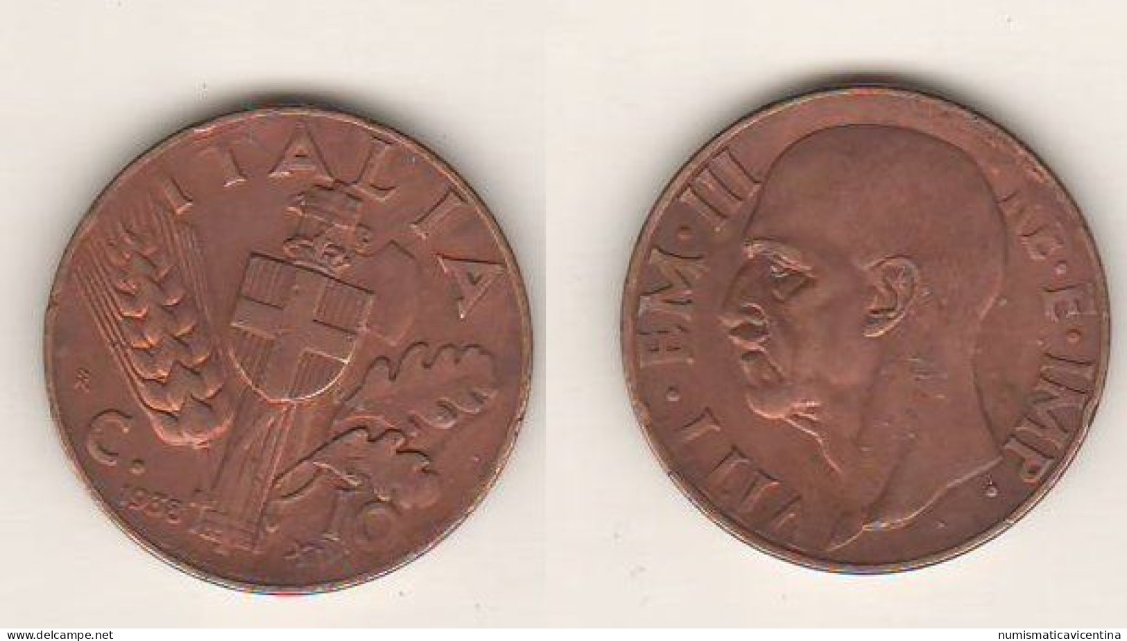 10 Centesimi 1938 Regno D'Italia Vittorio Emanuele III Italie Italy - 1900-1946 : Víctor Emmanuel III & Umberto II