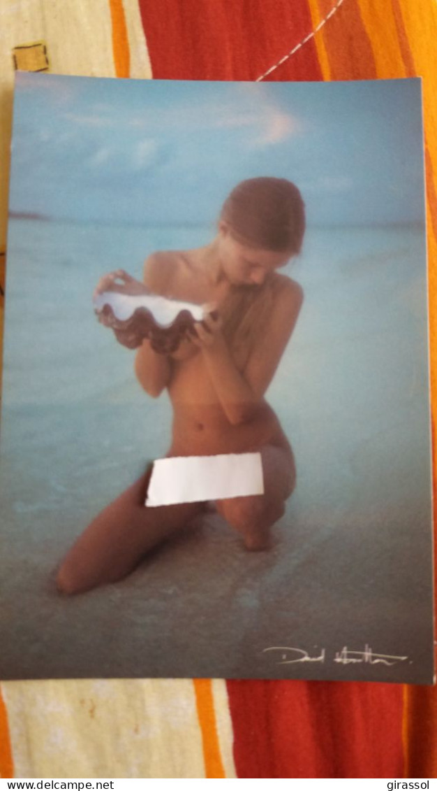 CPSM PHOTO PHOTOGRAPHE DAVID HAMILTON AGEP 034 13 COLLECTION RA JEUNE FEMME COQUILLAGE BENITIER NUE NU MER PLAGE - Photographs