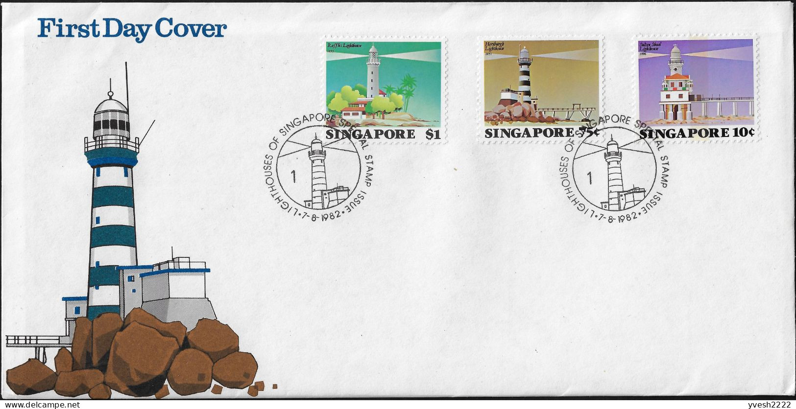 Singapour 1982 Y&T 395 à 397 Sur FDC. Phares De Singapour - Faros