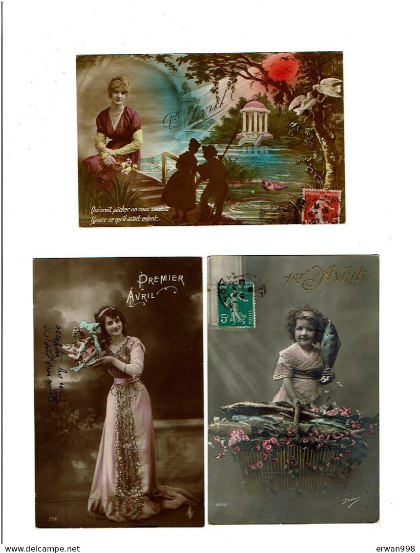 3 Cartes Postales Humoristiques 1er Avril Vers 1925 Enfants  (1063) - 1er Avril - Poisson D'avril