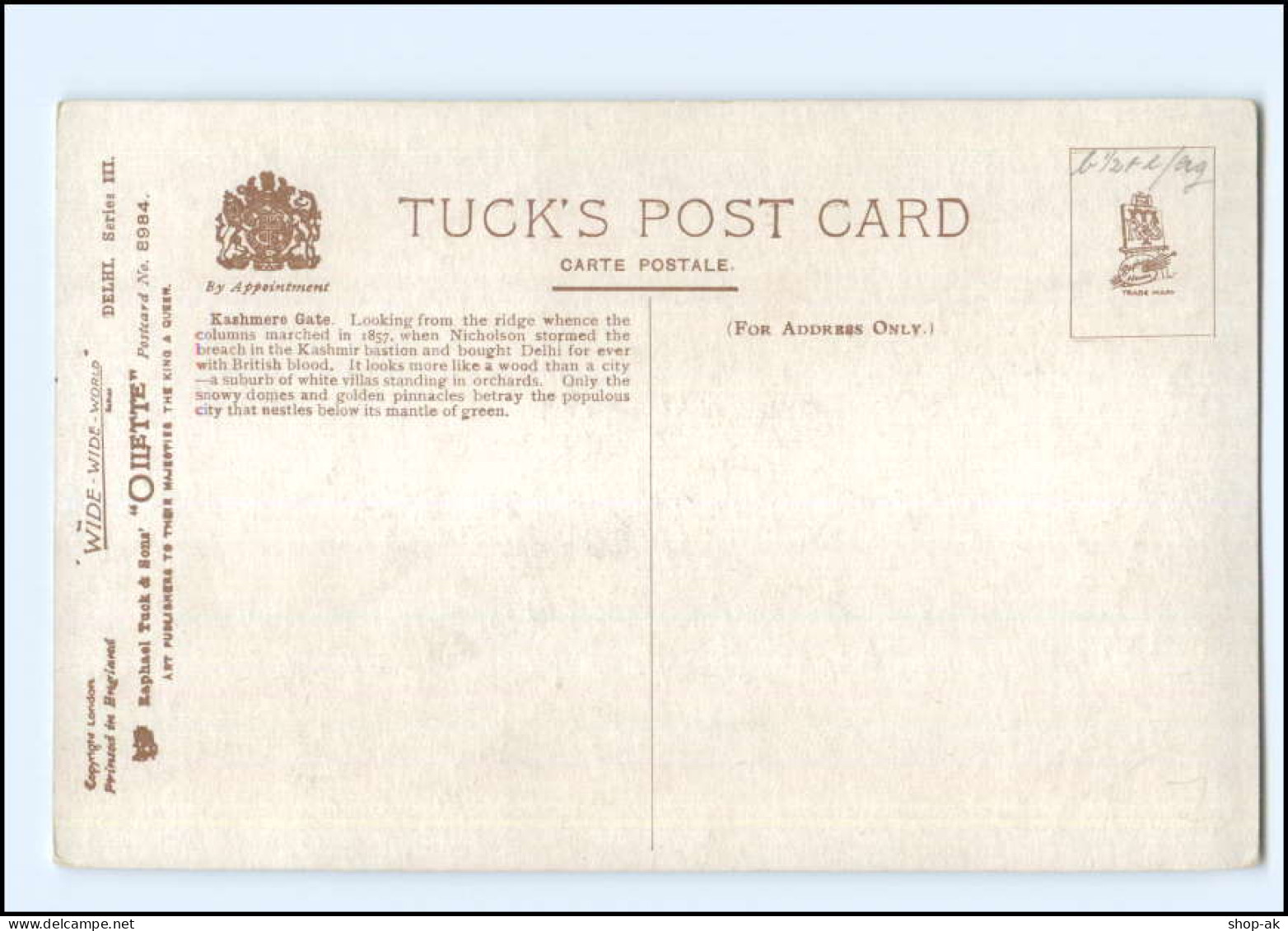 Y18069/ Tuck`s AK  Delhi Kashmere Gate Indien Ca.1912 - India