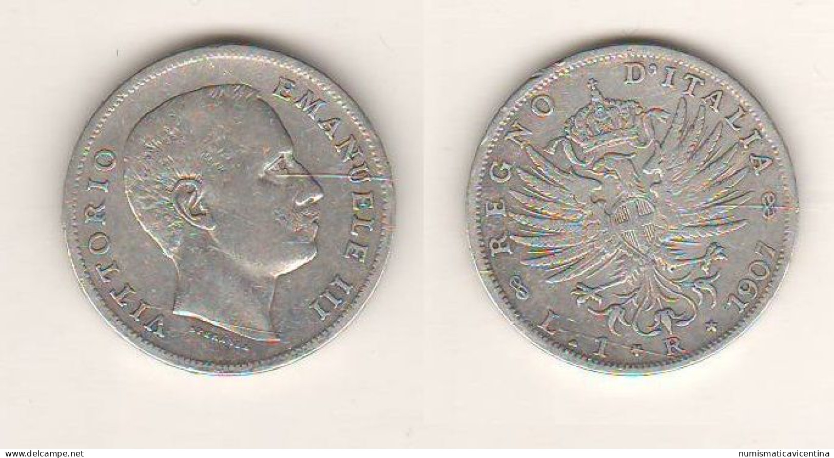 Italie 1 Lira 1907 Aquila Regno D'Italia Vittorio Emanuele III Italy - 1900-1946 : Vittorio Emanuele III & Umberto II