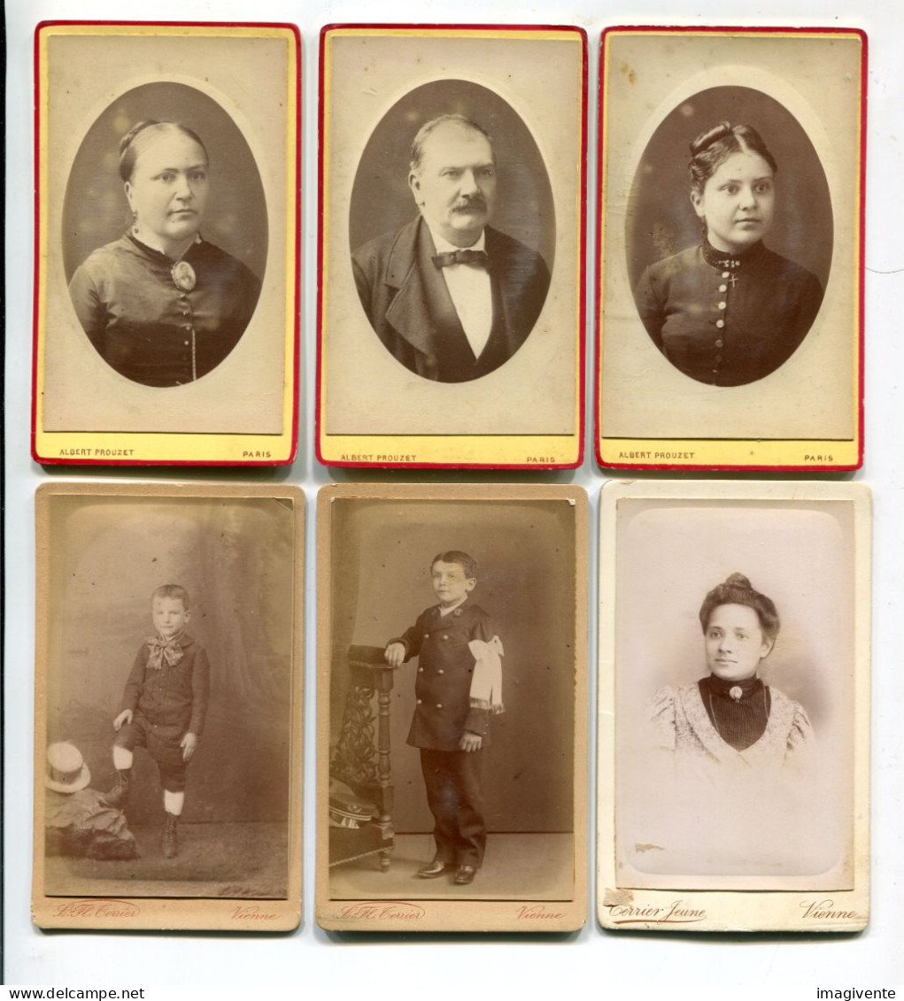 Lot De 6 CDV Cartes Photos Non Identifié PROUZET TERRIER Vienne Lyon Paris  Photographie - Non Classés