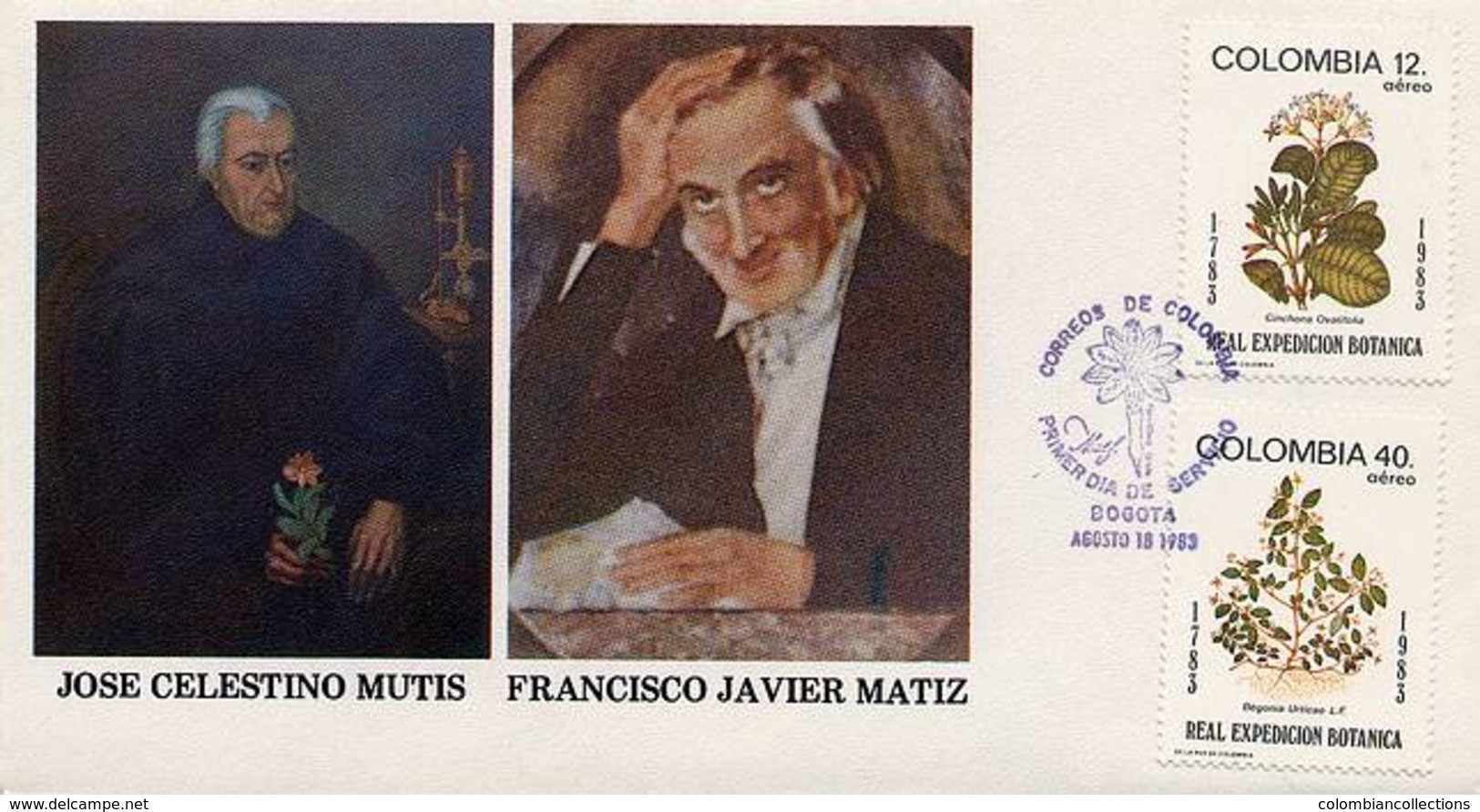 Lote 1642-4F, Colombia,1983, SPD-FDC, 200 Años Expedicion Botanica, Botanical Expedition, Flower, Mutis - Colombia