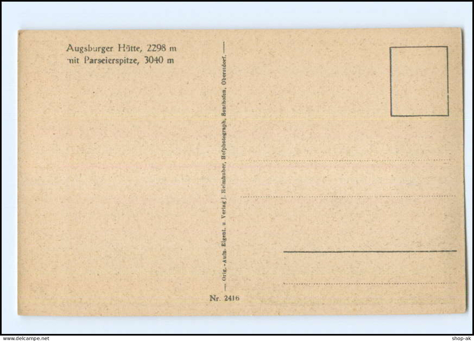 Y16561/ Berghütte Augsburgerhütte Mit Paseierspitze AK Ca.1930  - Sonstige & Ohne Zuordnung