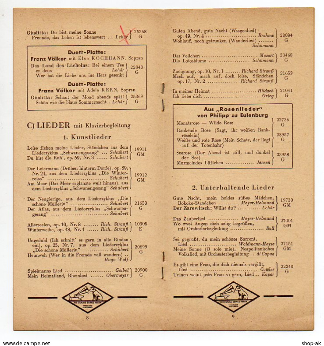 C3649/ Opernsänger Franz Völker Auf Grammophon   Heft 16 Seiten Ca.1935 - Musica