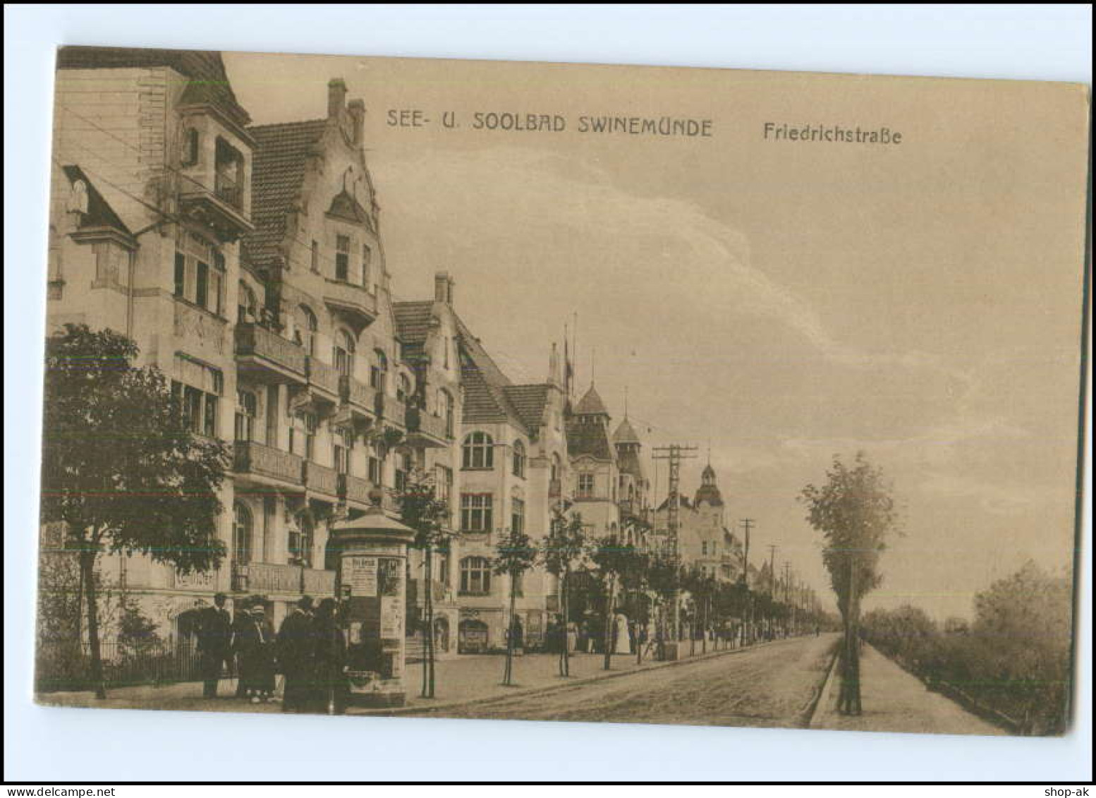 XX005872/ Swinemünde Friedrichstraße AK Litfaßsäule Ca.1920  - Pommern