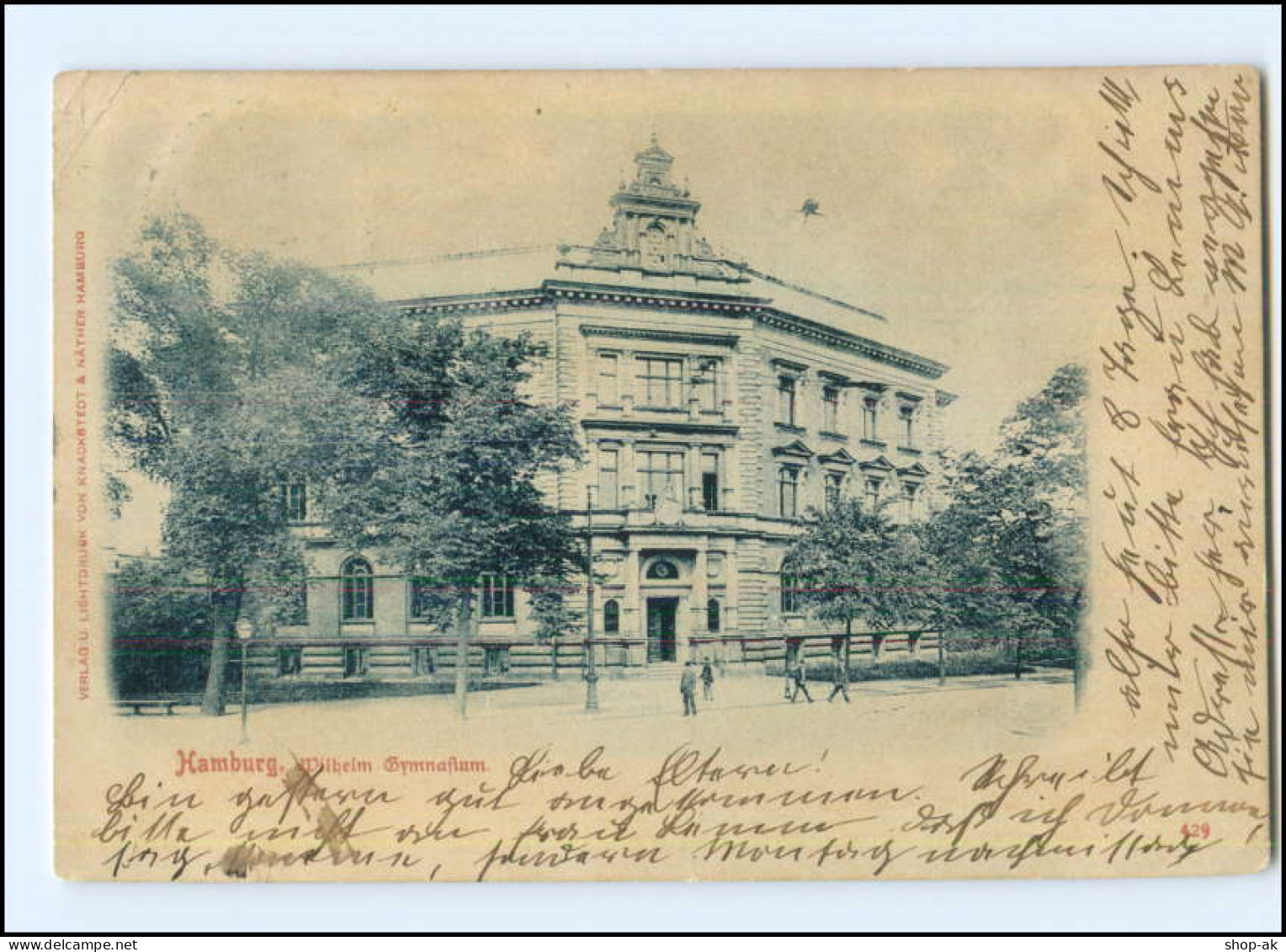 XX005370/ Hamburg  Wilhelm Gymnasium, Grindeallee/Moorweidenstr. AK 1902 - Eimsbuettel