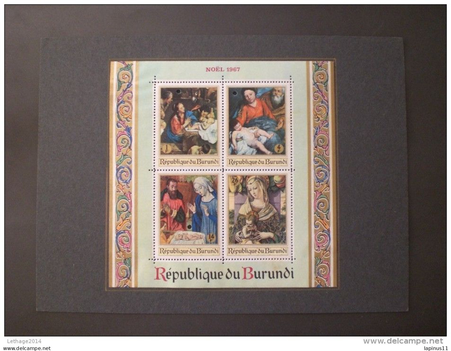 BURUNDI 1967 Christmas - Religious Paintings PROOF Applied On Luxury Card SPECIMEN - Neufs