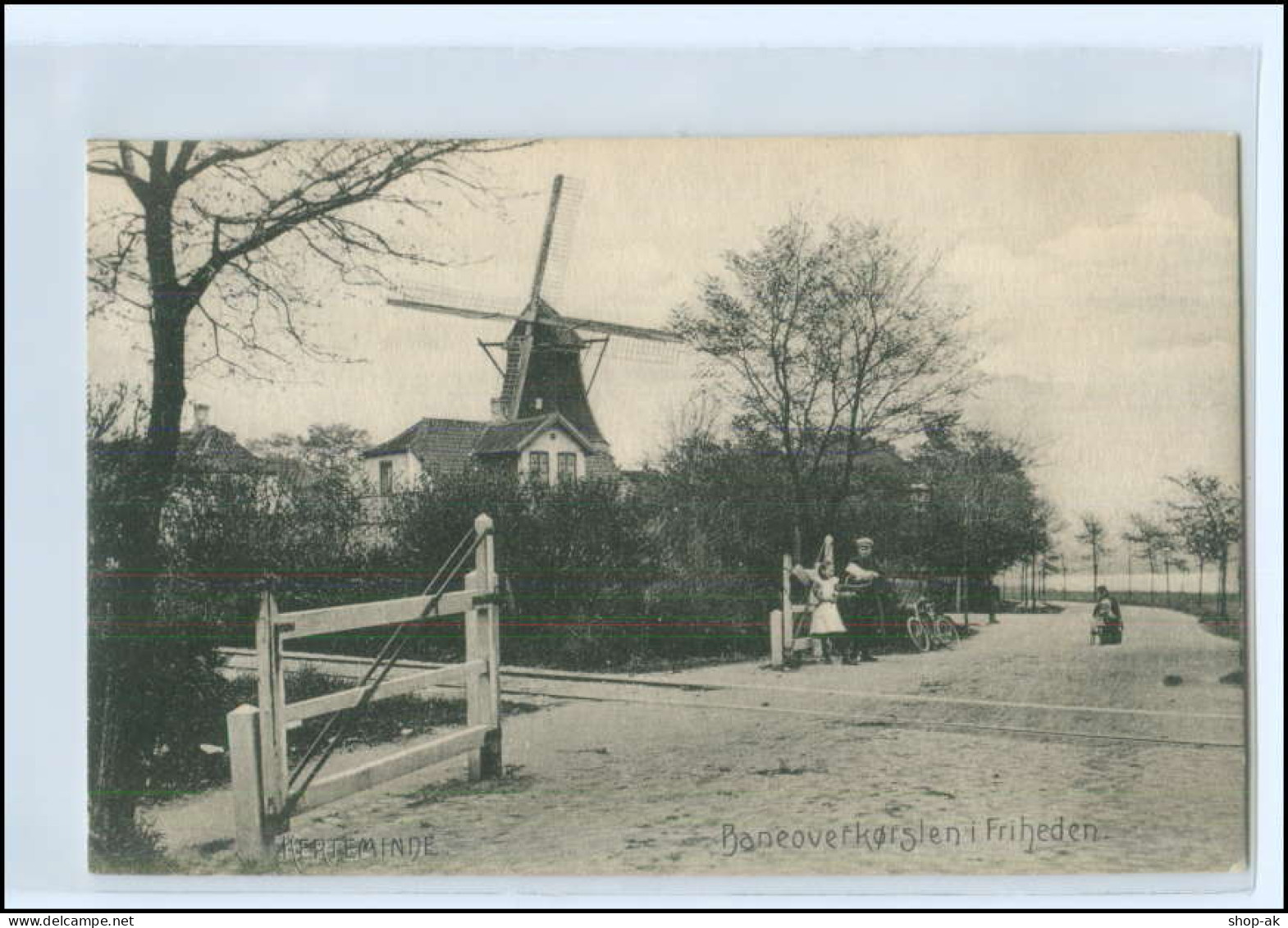 U9158/ Kerteminde Baneoverkorsten Windmühle Mühle 1908 AK  Dänemark  - Danemark