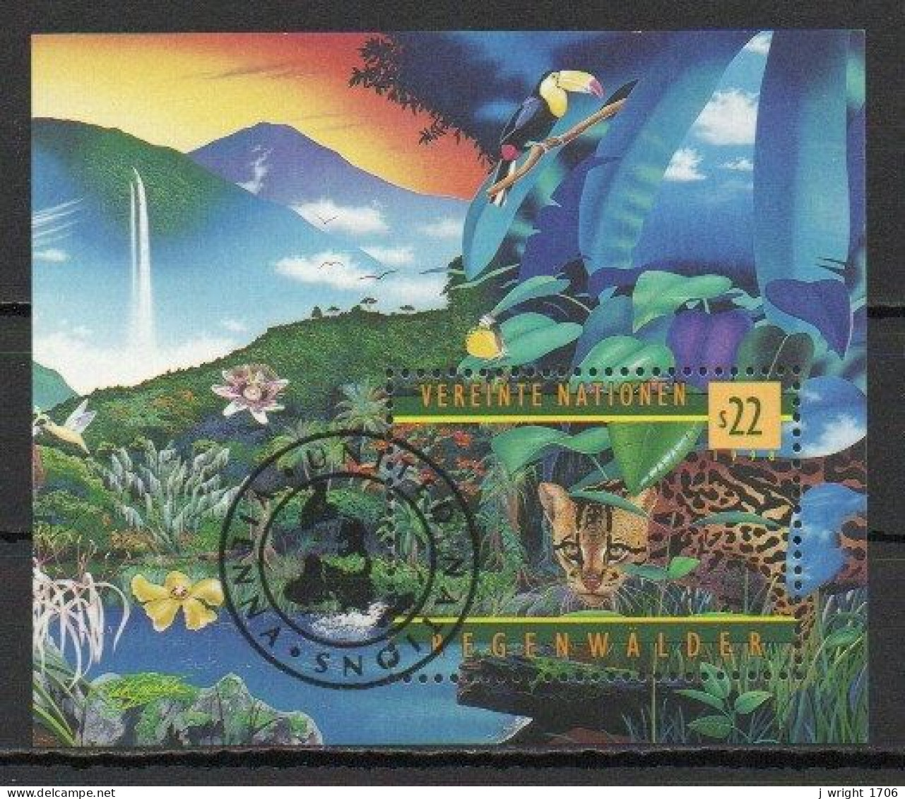 UN/Vienna, 1998, Rainforest Preservention, 22S Block, CTO - Blocs-feuillets