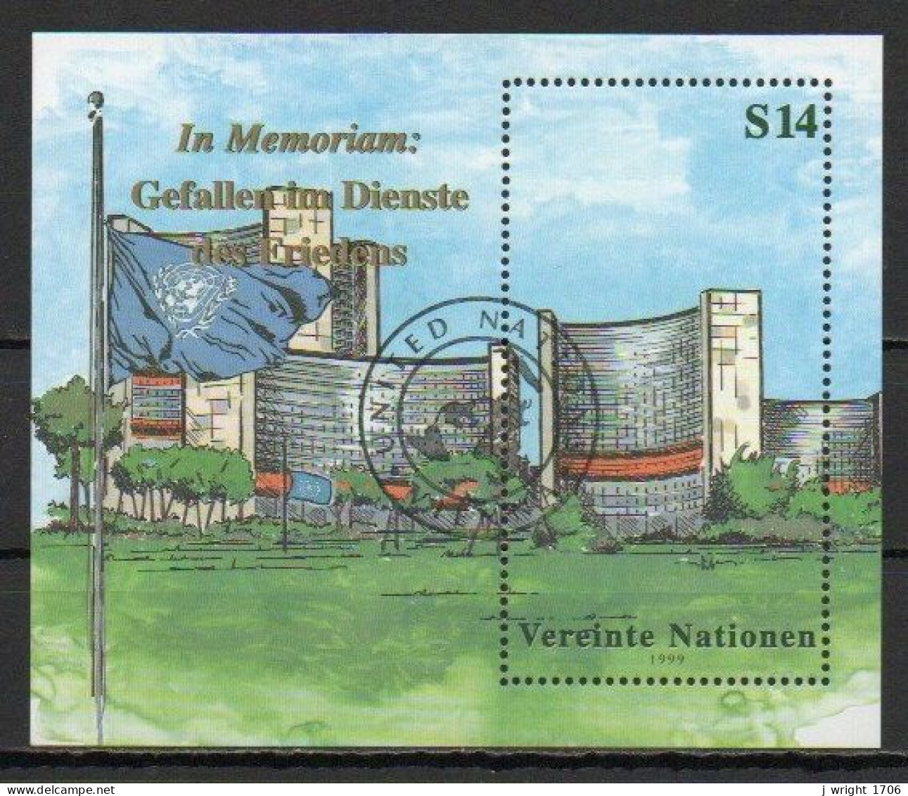 UN/Vienna, 1999, Fallen In The Cause Of Peace, 14S Block, CTO - Blocks & Sheetlets