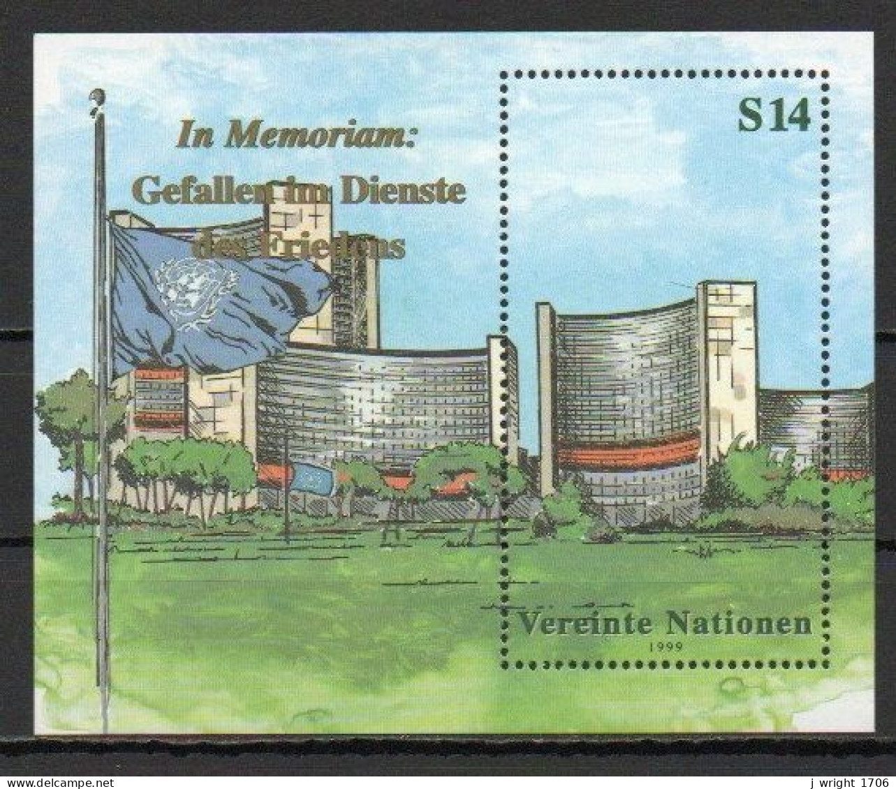 UN/Vienna, 1999, Fallen In The Cause Of Peace, 14S Block, MNH - Hojas Y Bloques