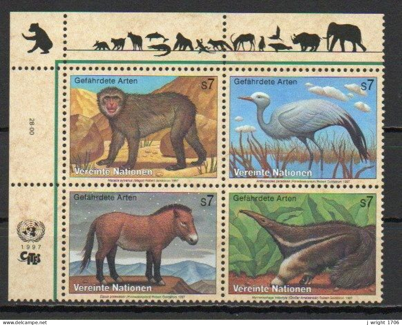 UN/Vienna, 1997, Endangered Species 5th Series, Block, MNH - Blocchi & Foglietti