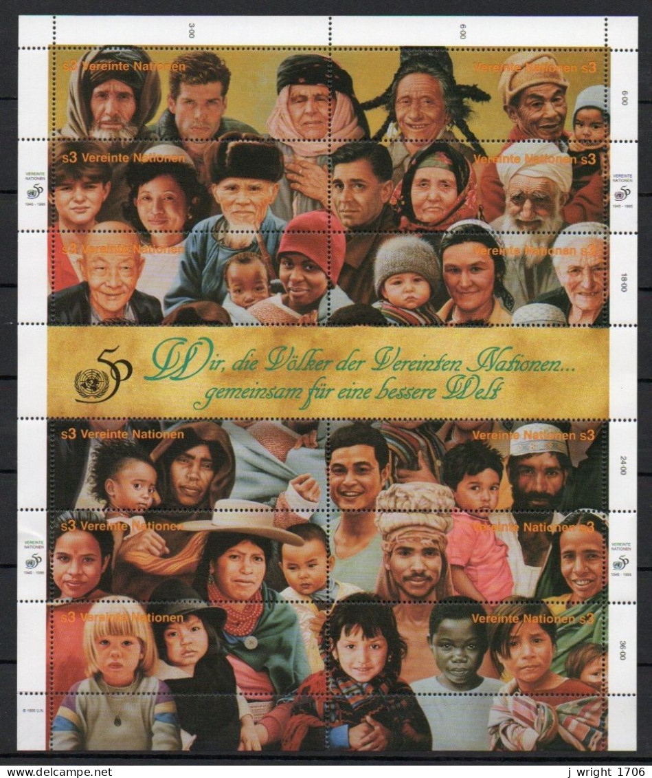 UN/Vienna, 1995, UN 50th Anniv. 3rd Issue, Sheet, MNH - Hojas Y Bloques