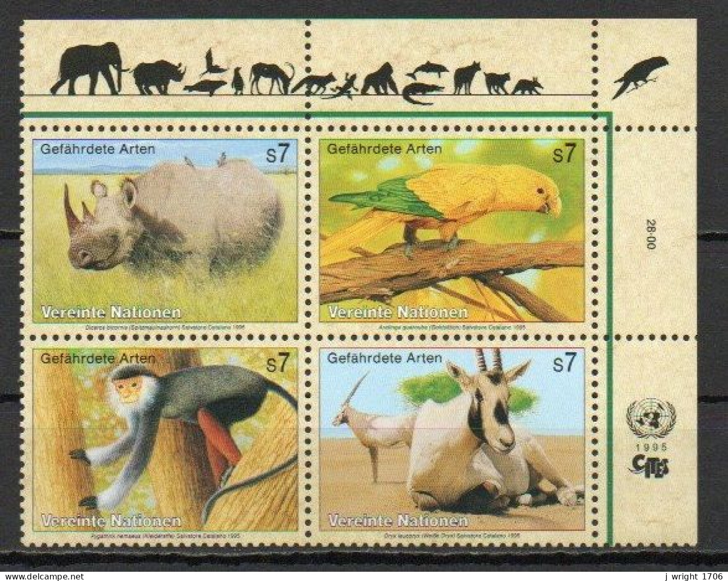 UN/Vienna, 1995, Endangered Species 3rd Series, Block, MNH - Blocs-feuillets