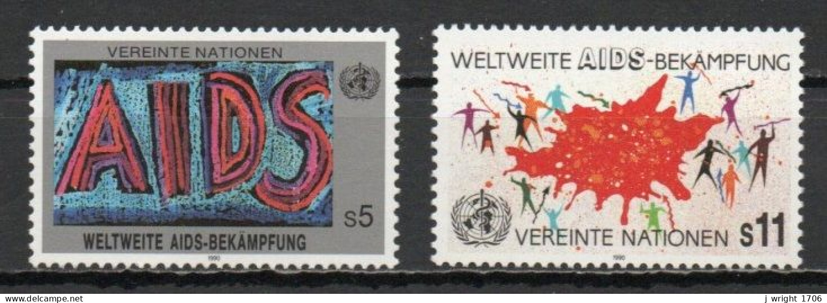 UN/Vienna, 1990, World Aids Campaign, Set, MNH - Neufs