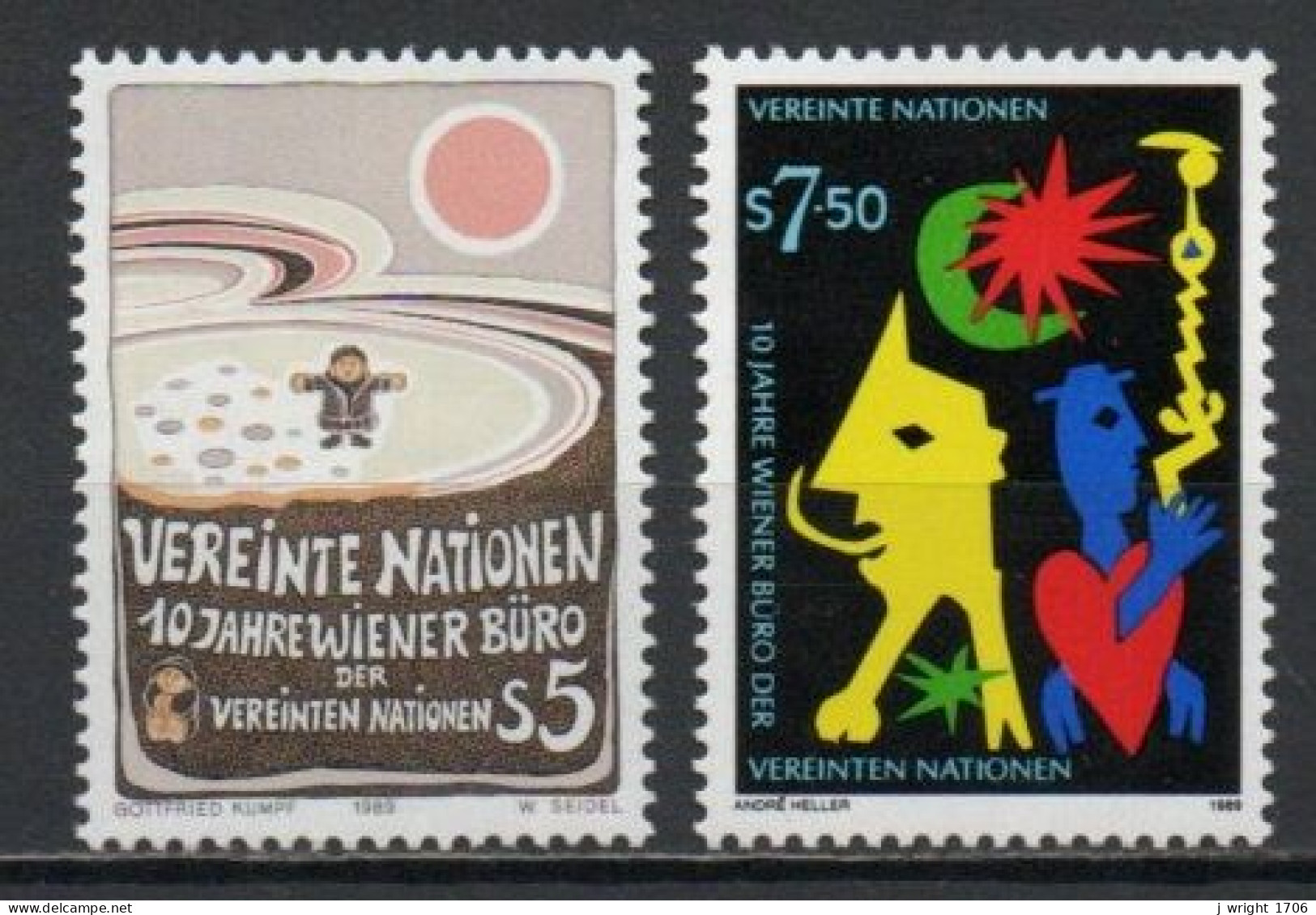 UN/Vienna, 1989, UN Vienna Bureau 10th Anniv, Set, MNH - Ongebruikt