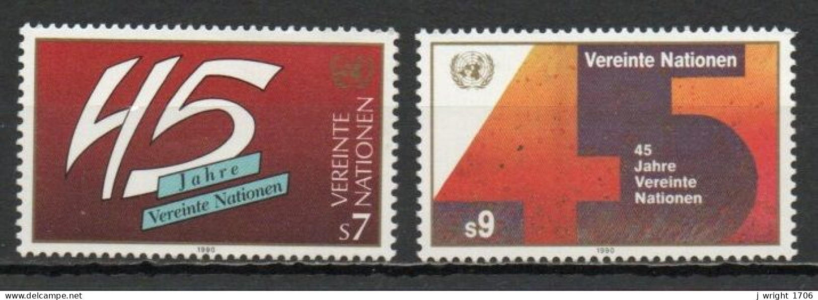 UN/Vienna, 1990, UN 45th Anniv, Set, MNH - Nuovi