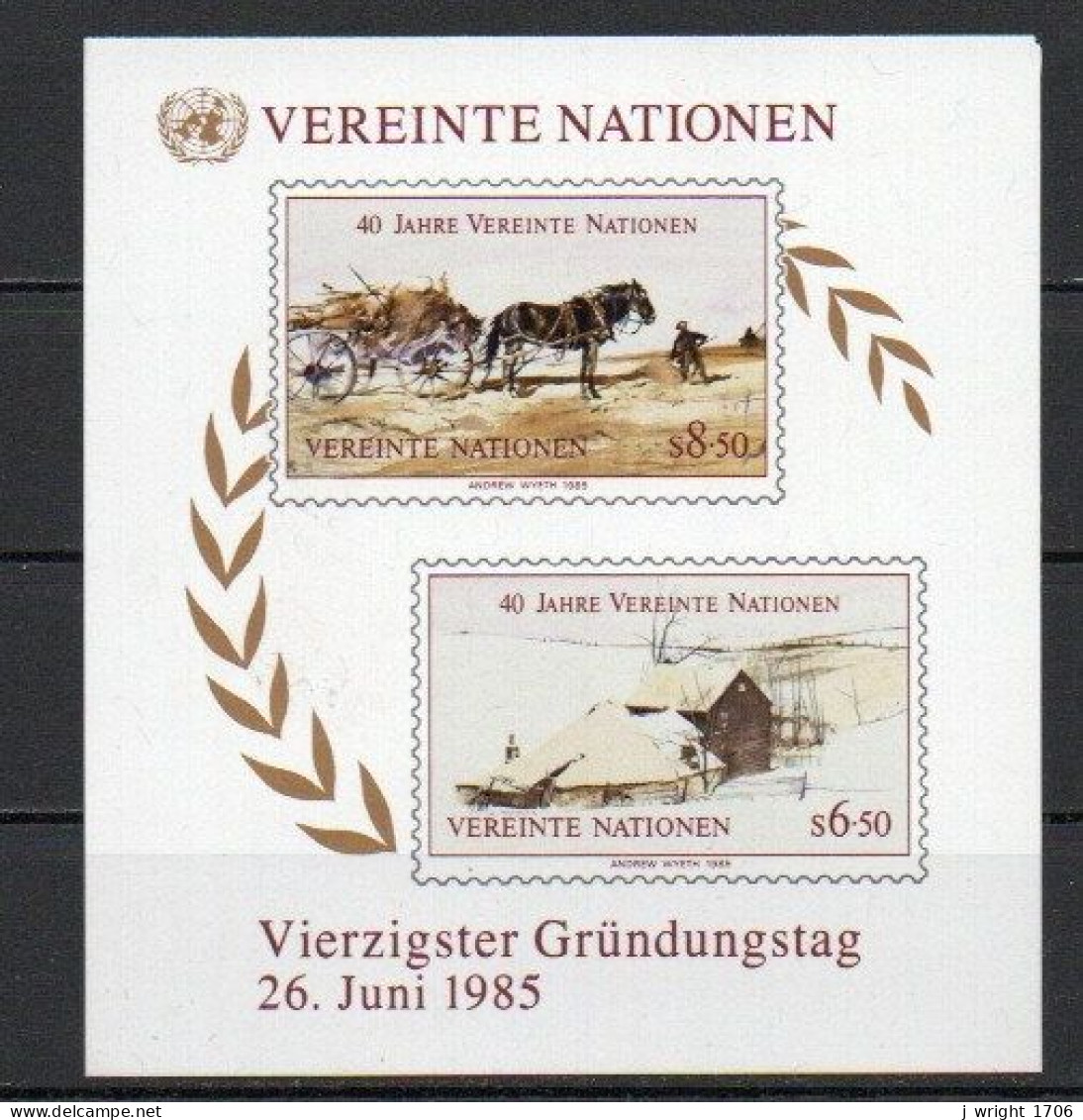 UN/Vienna, 1985, UN 40th Anniv, Block Set, MNH - Blocchi & Foglietti