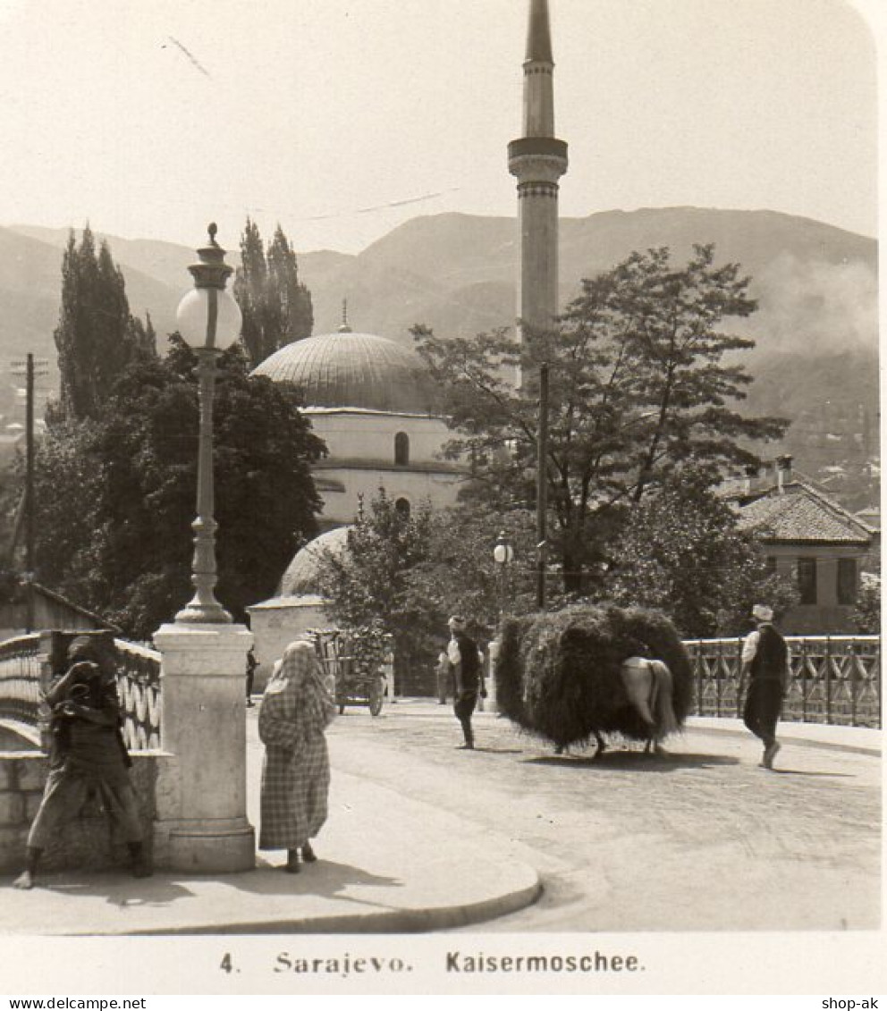AK-2174/ Sarajevo  Kaisermoschee Bosnien Foto Stereofoto 1909 - Bosnie-Herzegovine