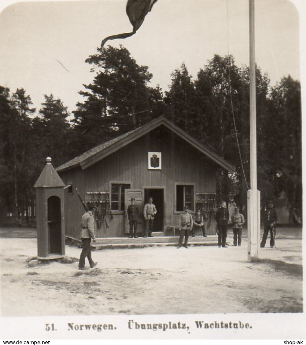 AK-2218/ Übungsplatz Wachtstube Norwegen Militär NPG Stereofoto Ca.1910 - Norvège