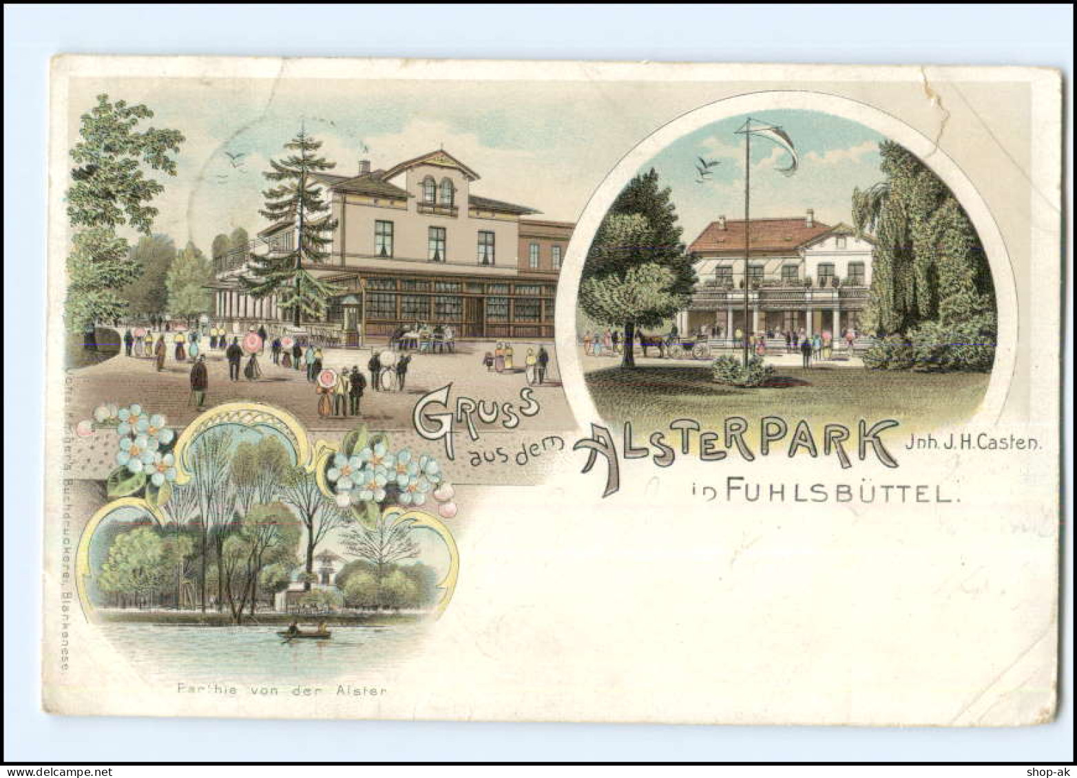 Y13074/ Hamburg Fuhlsbüttel  Gruß Aus Dem Alsterpark Litho AK 1899 - Noord