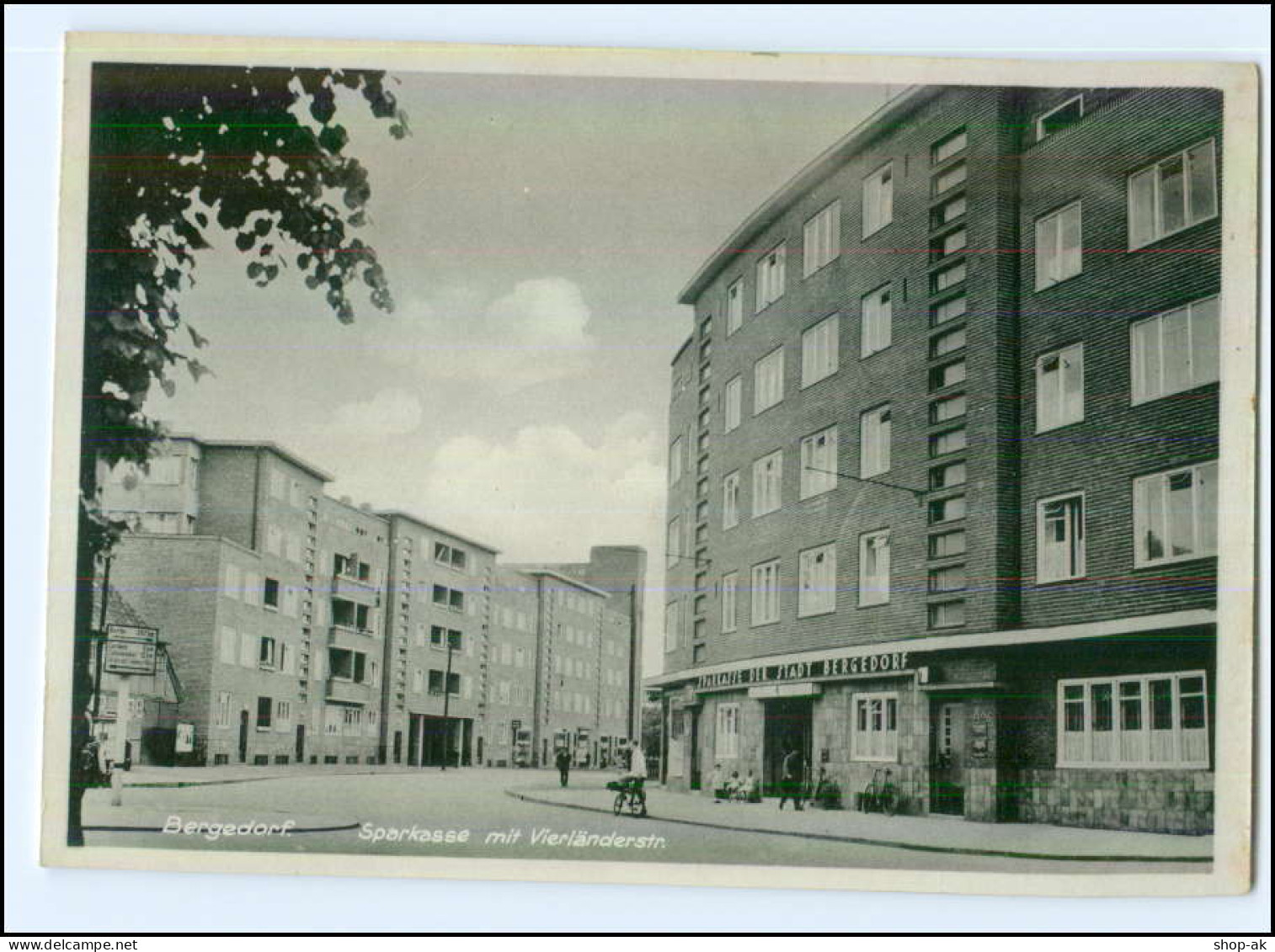 U7395/ Hamburg Bergedorf Sparkasse Mit Vierländerstr. AK Ca.1940  - Bergedorf