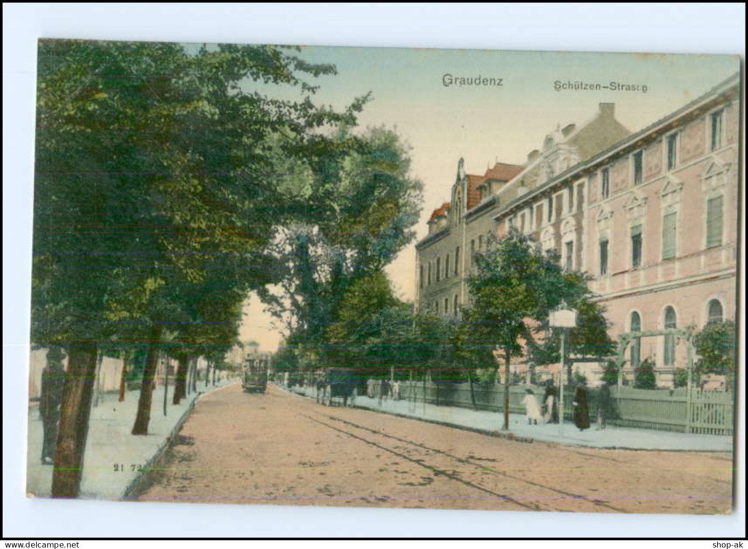 XX004689/ Graudenz Schützen-Straße Straßenbahn AK 1907 - Westpreussen