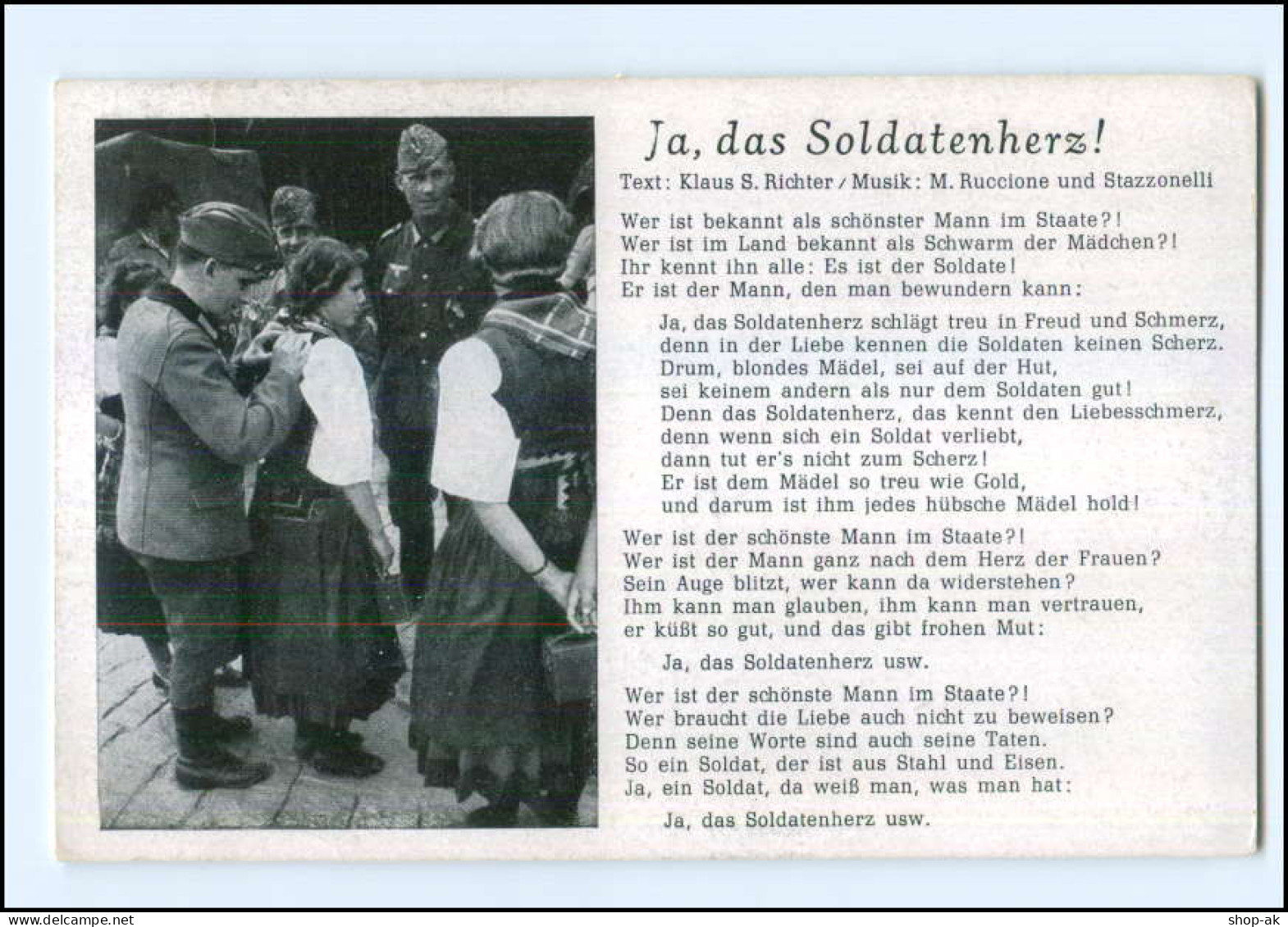 Y12135/ Lieder AK Ja, Das Soldatenherz!  2. Weltkrieg  - Guerra 1939-45