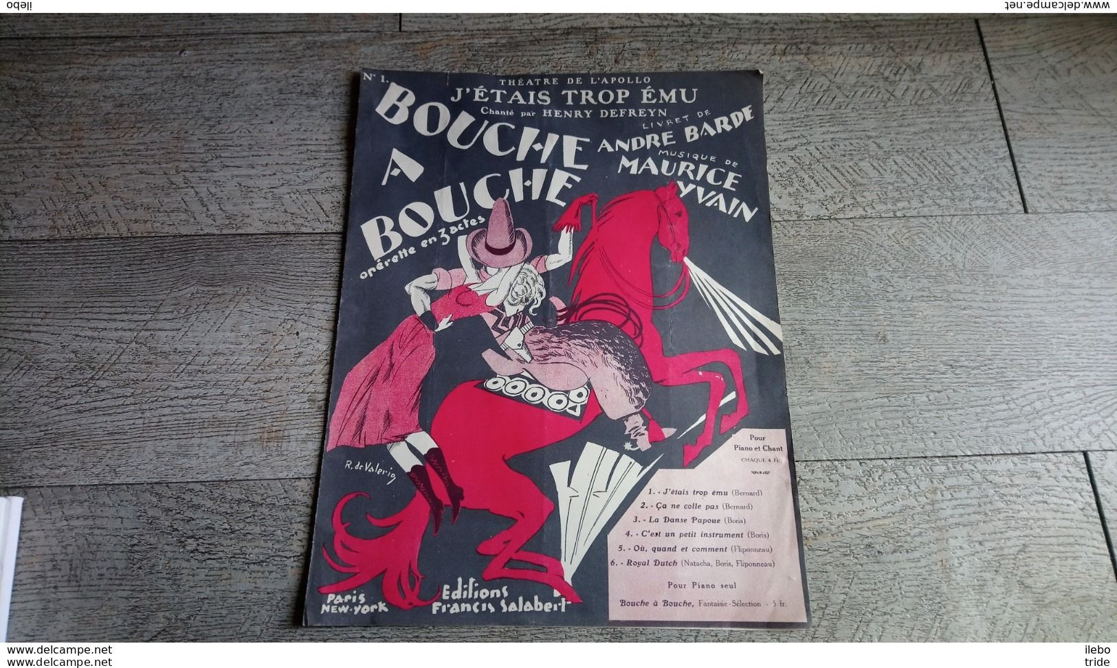 Partition Ancienne Opérette Bouche à Bouche Théâtre De L'apollo Musique Piano Chant 1925 - Spartiti