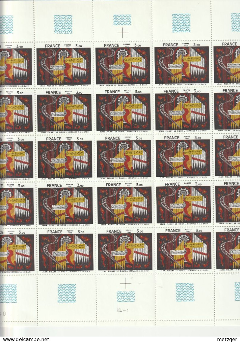 Feuille Complète De 25 Timbres Du N° 2107 Jean Picart Le Doux - Full Sheets